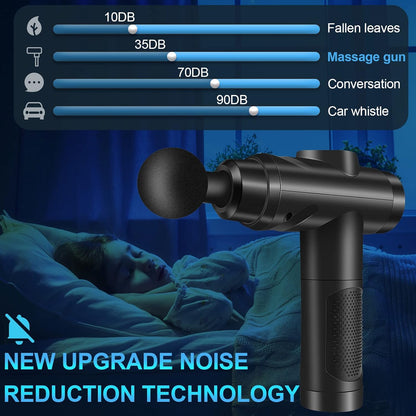 Massage Gun Deep Tissue, Muscle Percussion Massager with 30 Speeds Quiet Hand Massagers with LCD Touch Screen 10 Heads for Shoulder Body Back Relaxation (Black) (Black)
