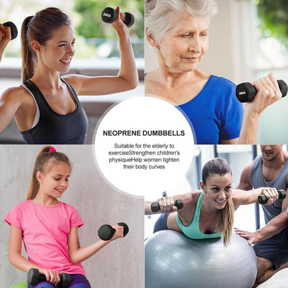 Neoprene Dumbbell Weights, Pair of Dumbbells for Home Gym, Sweat Resistant Non-Slip Hand Weights Set 2 X 1KG, 2KG, 3KG, 4KG, 5KG for Pilates, Aerobics, Strength Training