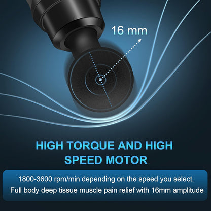 Massage Gun Deep Tissue, Muscle Percussion Massager with 30 Speeds Quiet Hand Massagers with LCD Touch Screen 10 Heads for Shoulder Body Back Relaxation (Black) (Black)