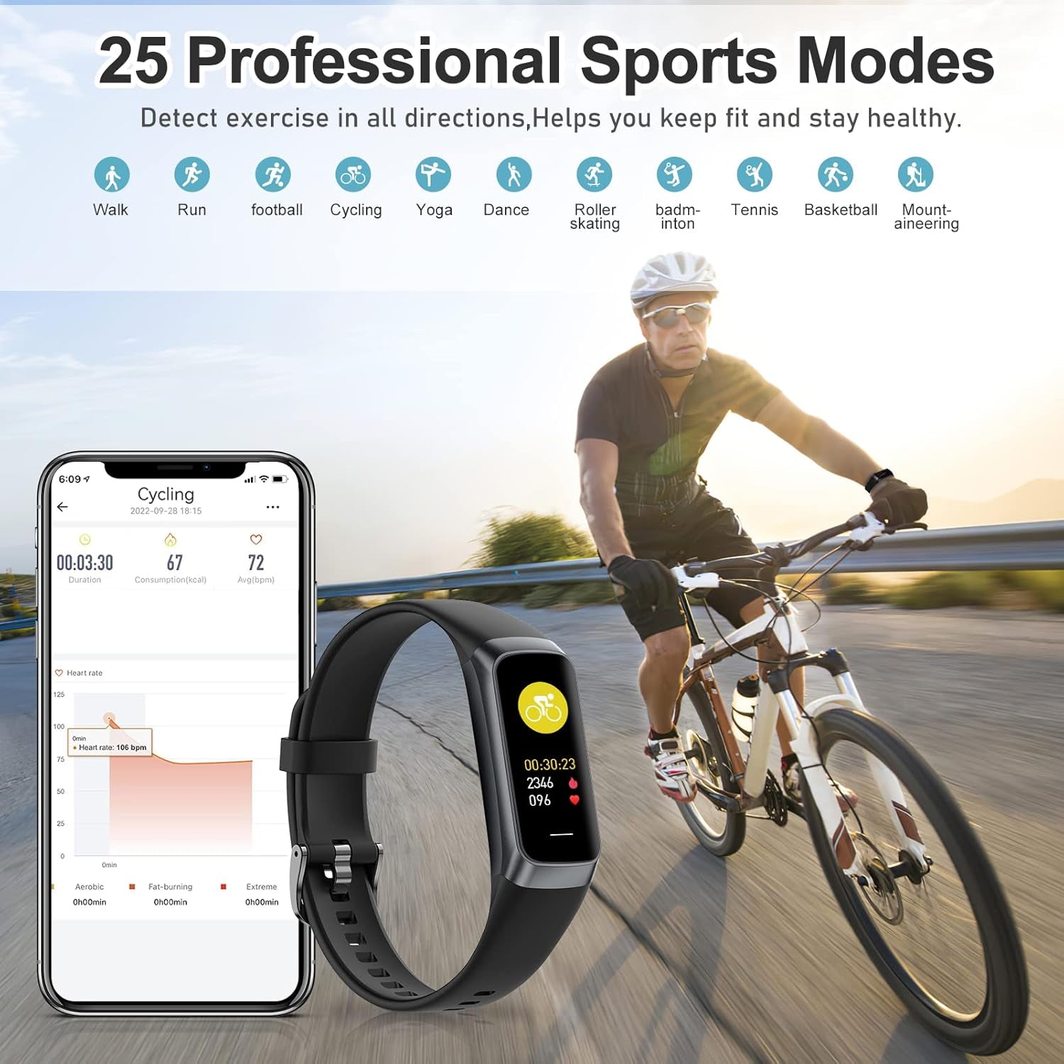 Fitness Tracker with 24/7 Heart Rate, Blood Oxygen Blood Pressure Sleep Monitor, Activity Trackers IP68 Waterproof,Step Counter Calorie Pedometer Health Smart Watch for Women Men (Black)