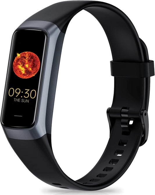 Fitness Tracker with 24/7 Heart Rate, Blood Oxygen Blood Pressure Sleep Monitor, Activity Trackers IP68 Waterproof,Step Counter Calorie Pedometer Health Smart Watch for Women Men (Black)